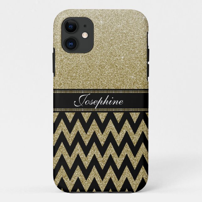 Personalized Elegant Gold Sparkle Glitter Name Case-Mate iPhone Case (Back)