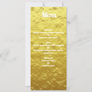 Personalized Elegant Gold Wedding Dinner Menu Card