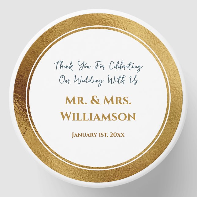 Personalized Elegant Gold Wedding Thank You Mini Candle Favors (Front)