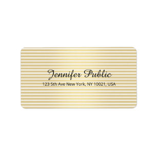 Personalized Elegant Gold White Handwriting Script Label