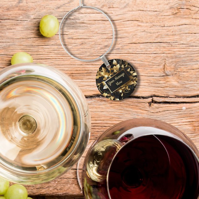 Personalized Elegant Gold Wine Charm (Creator Uploaded)