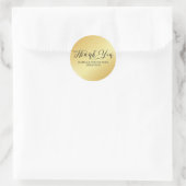 Personalized Elegant Gold with Black Thank You Classic Round Sticker (Bag)