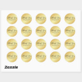 Personalized Elegant Gold with Black Thank You Classic Round Sticker (Sheet)