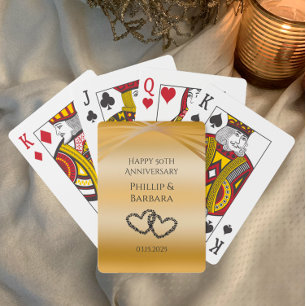 Personalized Elegant Golden 50th Anniversary favor Poker Cards