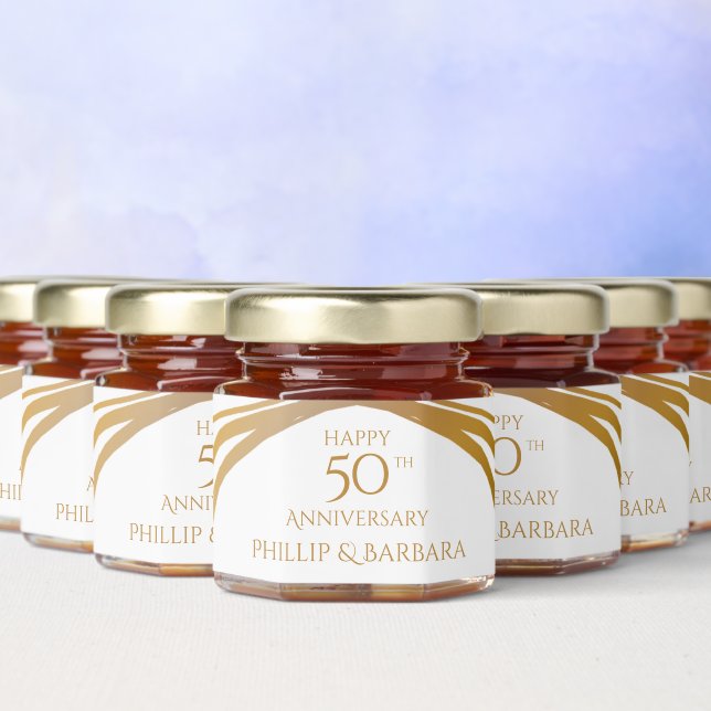 Personalized Elegant Golden 50th Anniversary Party Honey Jar Favors (Multi)
