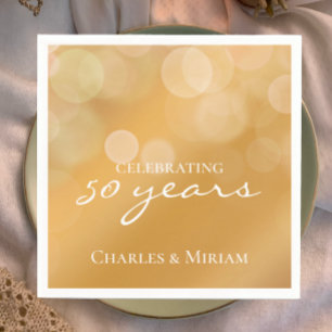 Personalized Elegant Golden 50th Anniversary Party Napkins
