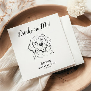 Personalized Elegant Golden Retriever Dog Wedding Napkins