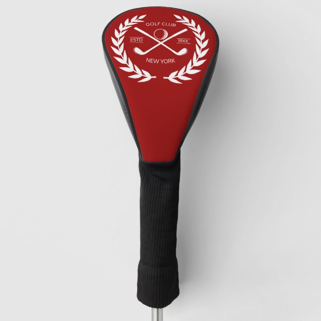 Personalized Elegant Golf Club Logo Gold Wreath  Golf Head Cover (Front)