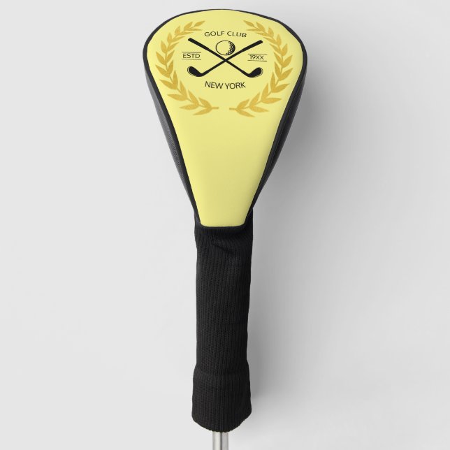 Personalized Elegant Golf Club Logo Gold Wreath  Golf Head Cover (Front)