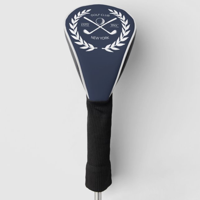 Personalized Elegant Golf Club Logo Gold Wreath   Golf Head Cover (Front)