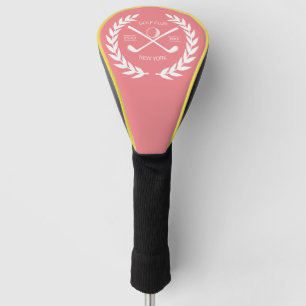 Personalized Elegant Golf Club Logo Gold Wreath Head Cover