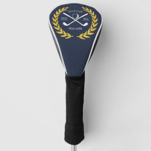 Personalized Elegant Golf Club Logo Gold Wreath Head Cover