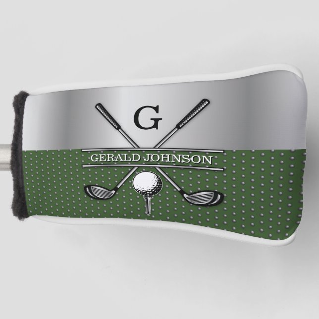 Personalized Elegant Golf Monogram Design Golf Head Cover (Front)
