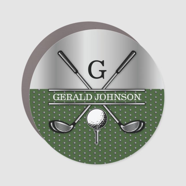 Personalized Elegant Golf Monogram Logo Car Magnet (Front)