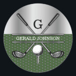 Personalized Elegant Golf Monogram Logo Classic Round Sticker<br><div class="desc">Minimalist Custom Elegant Golf Monogram Design by Edward Eksi. Easy modification of INITIALS and TEXTS for your needs.</div>