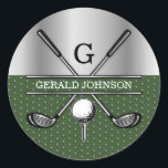 Personalized Elegant Golf Monogram Logo Classic Round Sticker<br><div class="desc">Minimalist Custom Elegant Golf Monogram Design by Edward Eksi. Easy modification of INITIALS and TEXTS for your needs.</div>