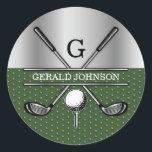 Personalized Elegant Golf Monogram Logo Classic Round Sticker<br><div class="desc">Minimalist Custom Elegant Golf Monogram Design by Edward Eksi. Easy modification of INITIALS and TEXTS for your needs.</div>