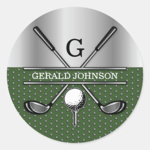Personalized Elegant Golf Monogram Logo Classic Round Sticker