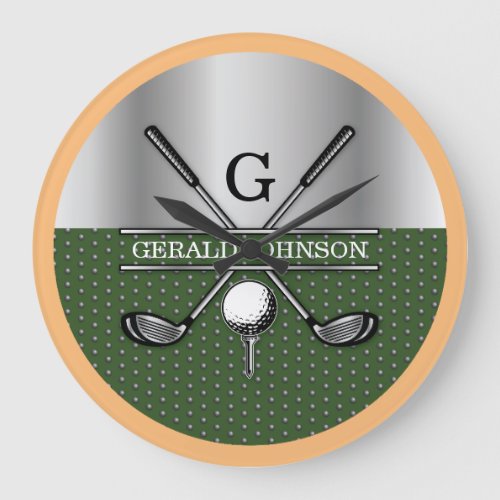Personalized Elegant Golf Monogram Logo Large Clock