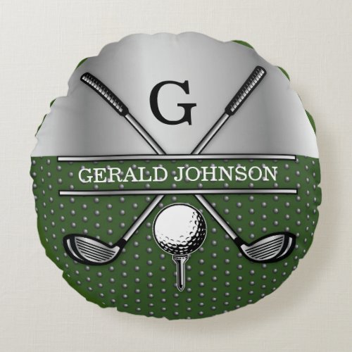 Personalized Elegant Golf Monogram Logo Round Pillow