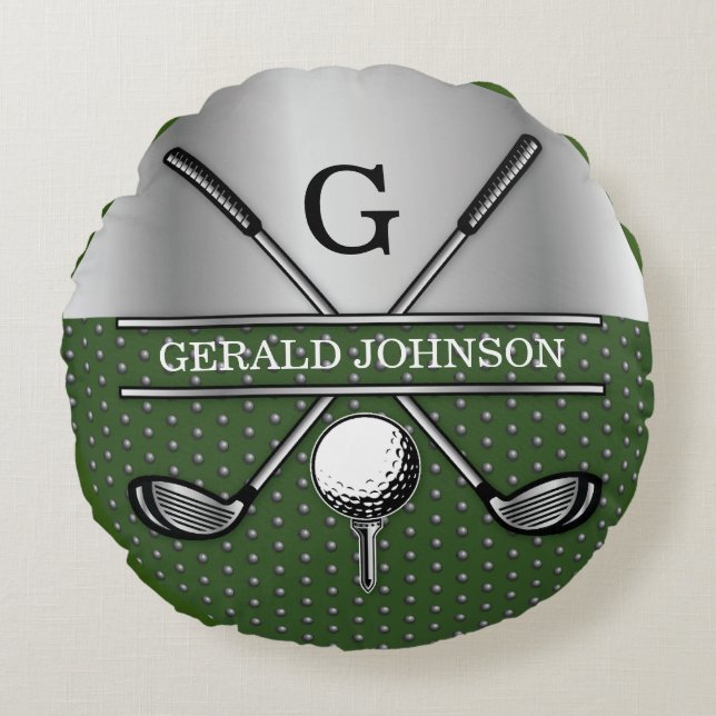 Personalized Elegant Golf Monogram Logo Round Pillow (Front)