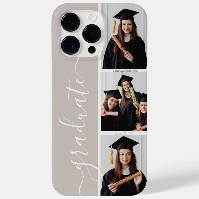 Personalized Elegant Graduate Script Photo Collage Case-Mate iPhone Case (Back)
