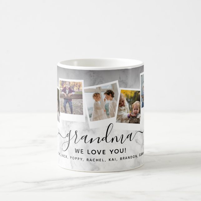 Personalized Elegant Grandma Photo Collage Family Coffee Mug (Center)