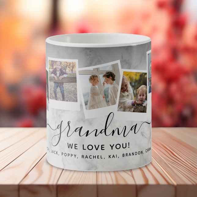 Personalized Elegant Grandma Photo Collage Family Coffee Mug (Creator Uploaded)