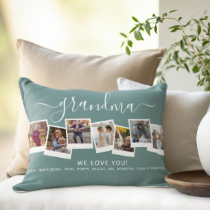 Personalized Elegant Grandma Photo Collage Lumbar Pillow