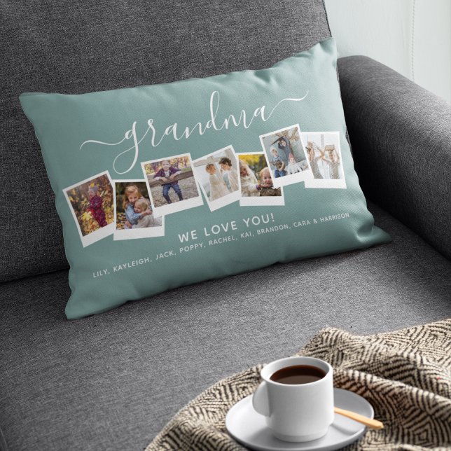 Personalized Elegant Grandma Photo Collage Lumbar Pillow (Creator Uploaded)