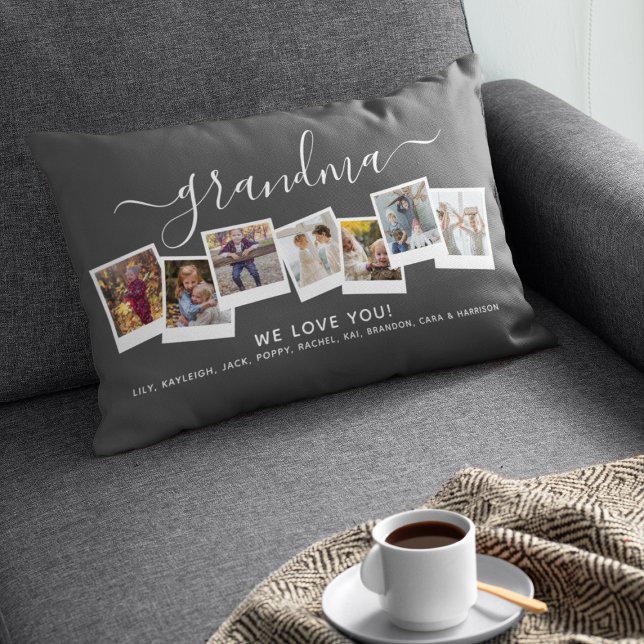 Personalized Elegant Grandma Photo Collage Lumbar Pillow (Creator Uploaded)