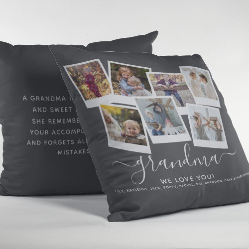 Personalized Elegant Grandma Quote  Photo Collage Throw Pillow