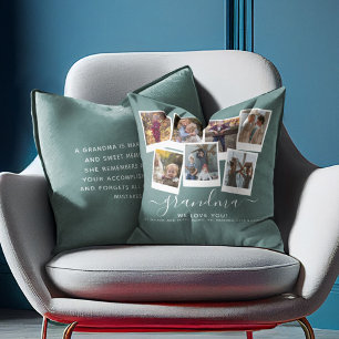 Personalized Elegant Grandma Quote & Photo Collage Throw Pillow
