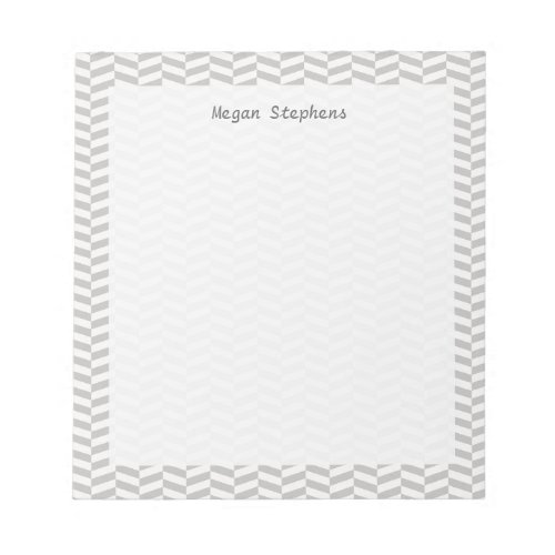 Personalized Elegant Gray Herringbone Pattern Name Notepad
