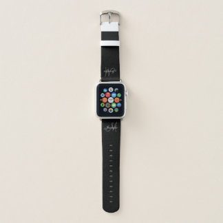 Personalized Elegant Gray Script Monogram Name Apple Watch Band