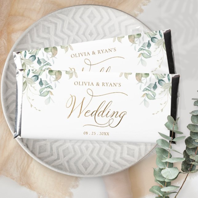 Personalized Elegant Greenery Wedding Hershey Bar Favors (Creator Uploaded)