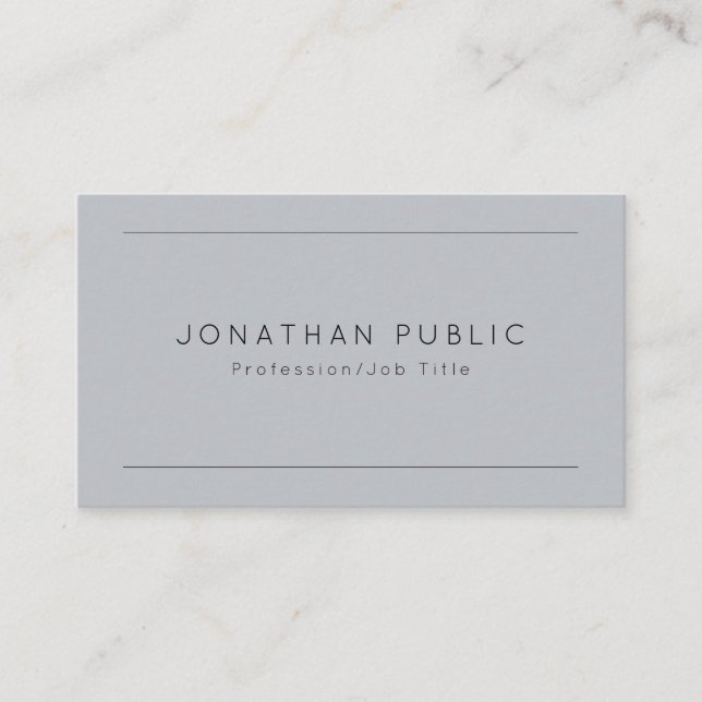 Personalized Elegant Grey Modern Simple Template Business Card (Front)