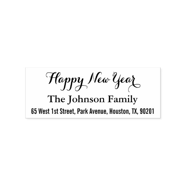 Personalized Elegant Happy New Year Return Address Rubber Stamp (Imprint)