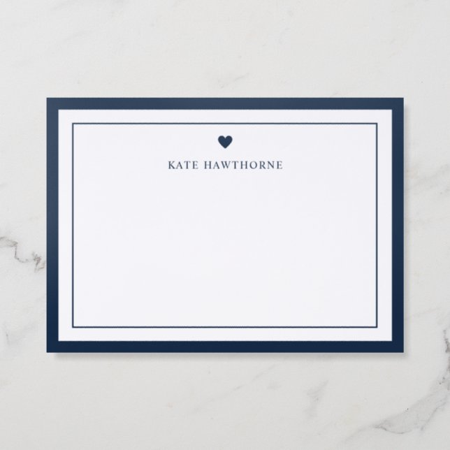 Personalized Elegant Heart Letterpress Note Card (Front)