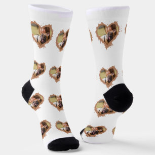 Personalized Elegant heart multi photo Socks