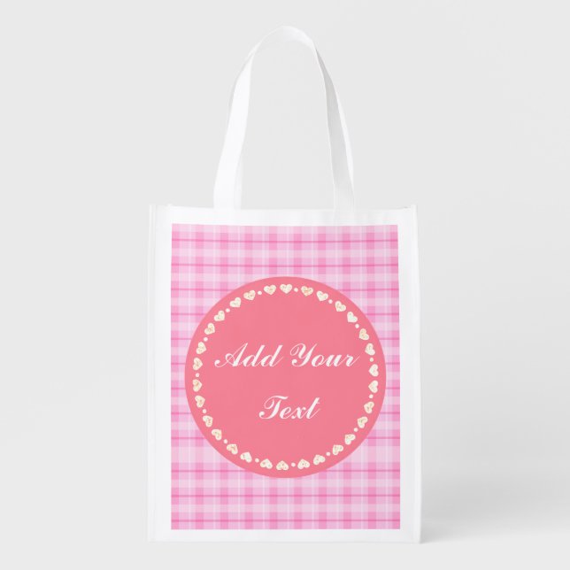 Personalized Elegant Hearts Grocery Bag (Front)