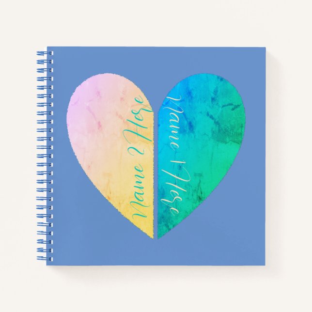 Personalized Elegant His and Hers Half Hearts Notebook (Front)