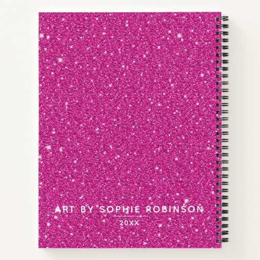 Personalized Elegant Hot Pink Glitter Sketchbook Notebook Zazzle