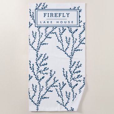 Personalized, Elegant Indigo Blue Coral Pattern 