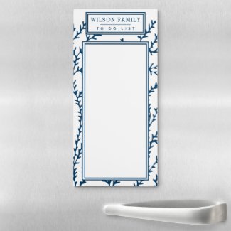 Personalized, Elegant Indigo Blue Seaweed Magnetic Notepad