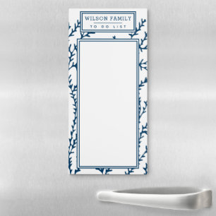 Personalized, Elegant Indigo Blue Seaweed Magnetic Notepad