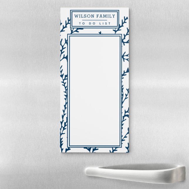 Personalized, Elegant Indigo Blue Seaweed Magnetic Notepad (In Situ)