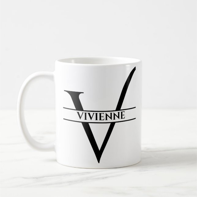 Personalized Elegant Initial Letter V  Coffee Mug (Left)