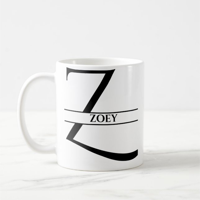 Personalized Elegant Initial Letter Z  Coffee Mug (Left)