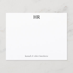 Personalized Elegant Italic Classic Black Monogram Note Card